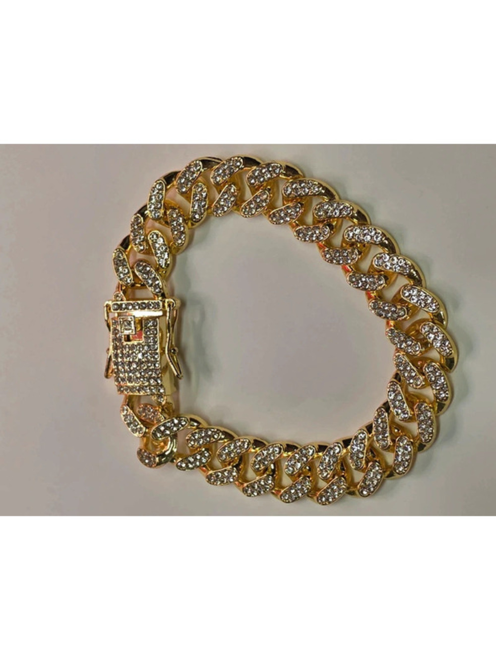 Iced Out Miami Cuban Link Bracelet Gold Tone 8"